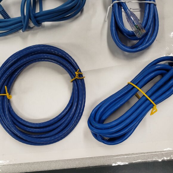 LOT OF 6 BLUE Ethernet Internet Cables Random Assortment Various Lengths - Picture 2 of 8